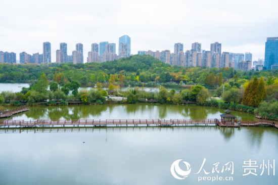 秋日時(shí)節(jié)，觀山湖公園景色美不勝收。人民網(wǎng) 陽茜攝